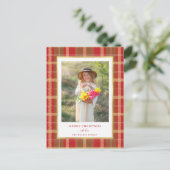 Warm Rustiek Rood & Goud Plakt Foto Feestdagenkaart (Staand voorkant)