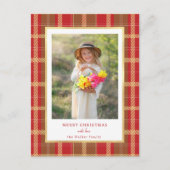 Warm Rustiek Rood & Goud Plakt Foto Feestdagenkaart (Voorkant)