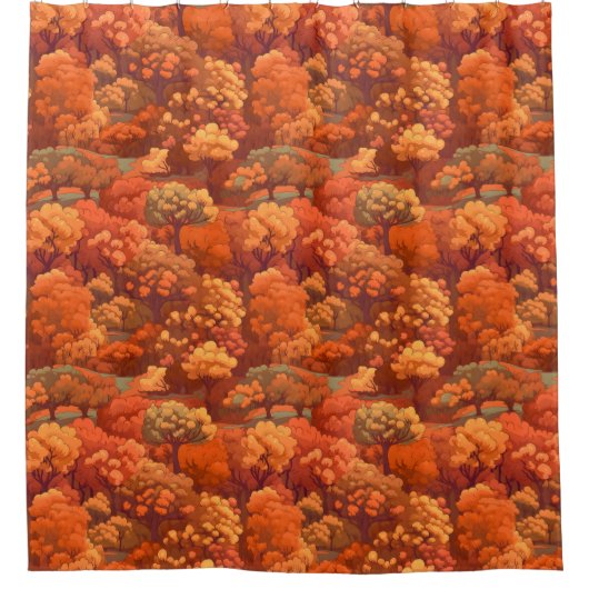 Warm rustieke Waterverf Herfst Trees | Boho esthet Douchegordijn (Voorkant)