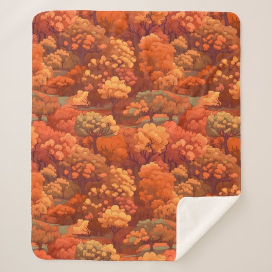 Warm rustieke Waterverf Herfst Trees | Boho esthet Sherpa Deken (Voorkant)