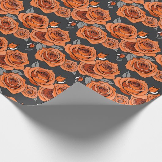Warm Rusty Orange Roses Cadeaupapier (Hoek)