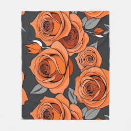 Warm Rusty Orange Roses Fleece Deken