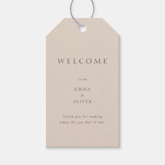 Warm Sand Minimalist Wedding Welcome Cadeaulabel (Voorkant)