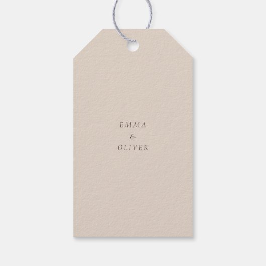 Warm Sand Minimalist Wedding Welcome Cadeaulabel (Achterkant)