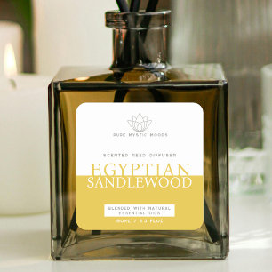 Warm sandelhout geel rood diffuser productlabel vierkante sticker