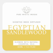 Warm sandelhout geel rood diffuser productlabel vierkante sticker (Voorkant)