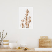 Warm Seasonal Botanical Ink Art Elegant Wall Poster (Keuken)