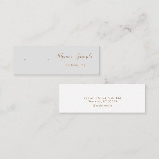 Warm Silver Grey Ombre Script Stud die Vertoning v Mini Visitekaartje (Voorkant / Achterkant)