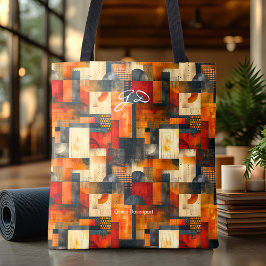 Warm Sinaasappel Abstracte gepersonaliseerde Canva Tote Bag