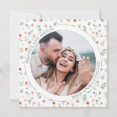 Warm sinaasappel bloemen Save the Date fotouitnodi (Achterkant)