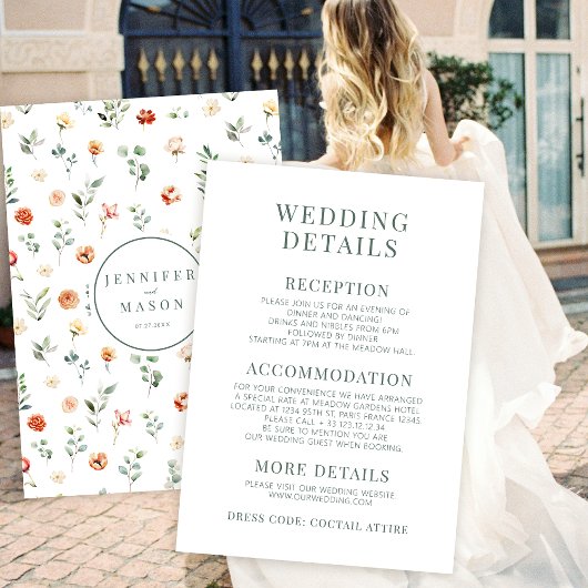 Warm sinaasappel bloemenbruiloft details kaarten