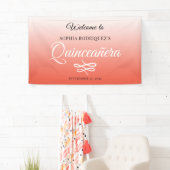 Warm Sinaasappel Quinceañera 15e Verjaardag Welkom Spandoek (Insitu)