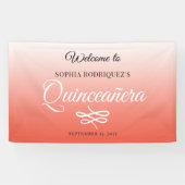 Warm Sinaasappel Quinceañera 15e Verjaardag Welkom Spandoek (Horizontaal)