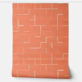 Warm Sinaasappel Wit Abstract geometrisch rasterpa Behang