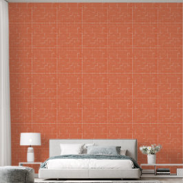 Warm Sinaasappel Wit Abstract geometrisch rasterpa Behang
