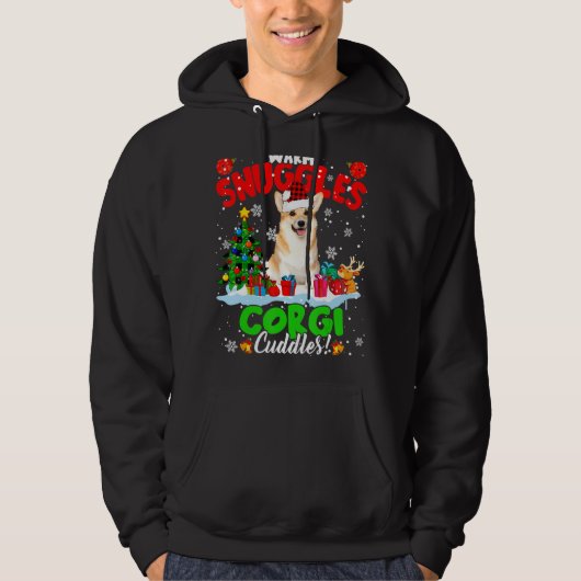 Warm Snuggles Corgi Cuddles Xmas - Vaste kerstman Hoodie (Voorkant)