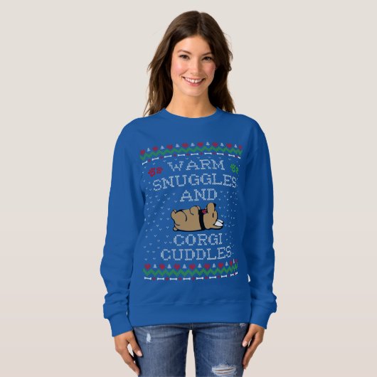 Warm Snuggles en Corgi Cuddles Ugly Sweater (Voorkant volledig)