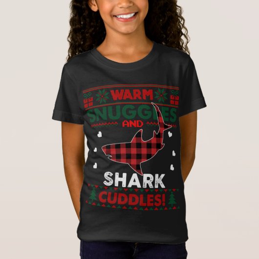 Warm Snuggles Shark Lovers mas Ugly Shark Christm T-shirt (Voorkant)