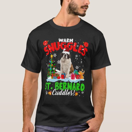 Warm Snuggles St. Bernard Cuddles Pasboom Geplakt T-shirt (Voorkant)