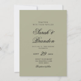 Warm Solid Color Minimalist Script Wedding Kaart