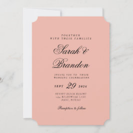 Warm Solid Color Minimalist Script Wedding Kaart