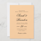 Warm Solid Color Minimalist Script Wedding Kaart (Voorkant)