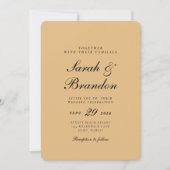 Warm Solid Color Minimalist Script Wedding Kaart (Voorkant)