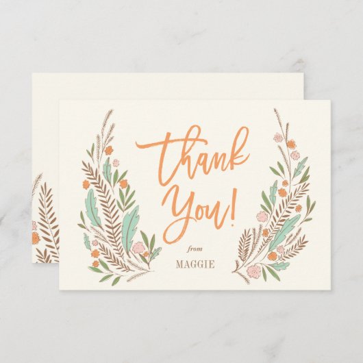 Warm Sprigs Flat Hartelijk dank Noteer Uitnodiging (Voorkant / Achterkant)