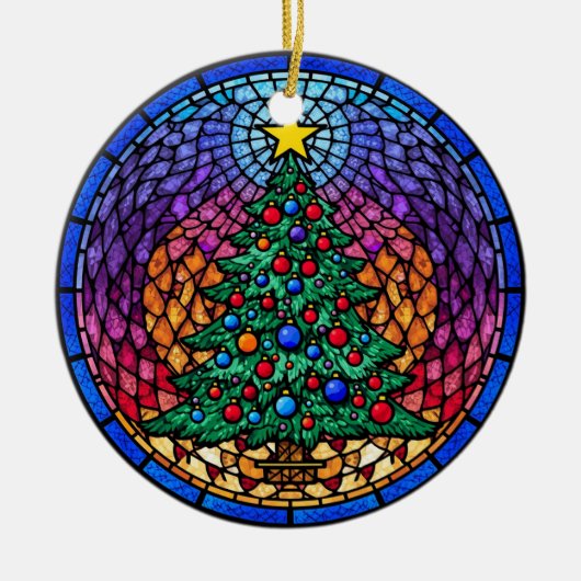 Warm Stained Glass Reindeer Portrait Keramisch Ornament (Voorkant)