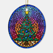 Warm Stained Glass Reindeer Portrait Keramisch Ornament (Links)