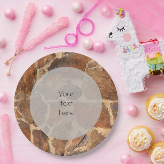 Warm Stonewall Pattern Golden any Text Papieren Bordje (Feest)