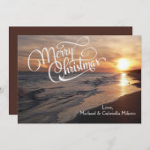 Warm strand met sunset kerstkaart (Voorkant / Achterkant)