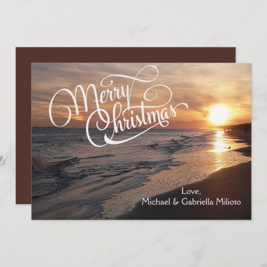 Warm strand met sunset kerstkaart (Voorkant / Achterkant)