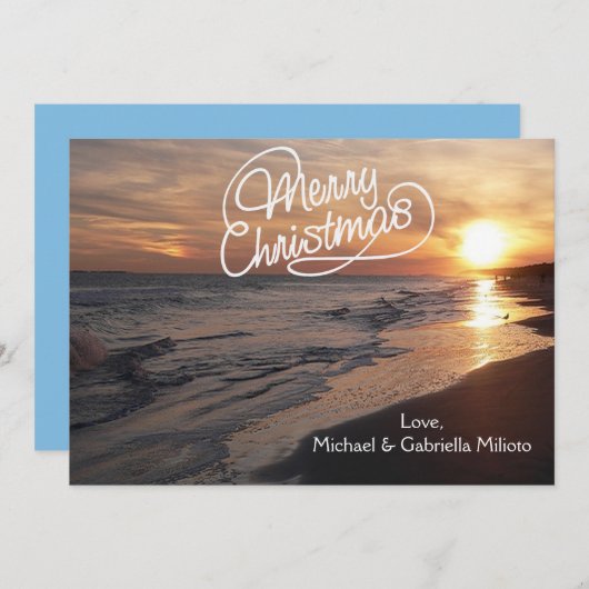 Warm strand met sunset kerstkaart (Voorkant / Achterkant)