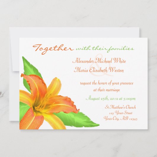Warm Summer Flower Wedding Invitations Kaart (Voorkant)