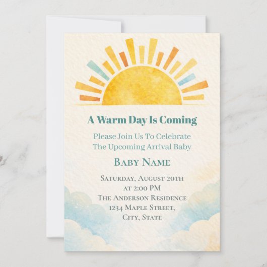 Warm Sunrise Baby Shower Theme Kaart (Voorkant)