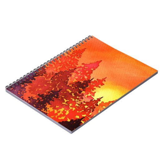 Warm Sunset Waterverf Trees Notitieboek (Linkerzijde)