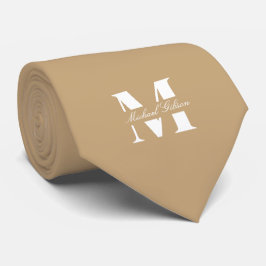Warm Tan | Custom Monogram Wedding Groomsmen Stropdas