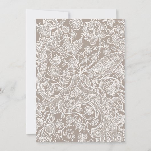 Warm Taupe Beige Line Art Wildflower Kaart (Achterkant)