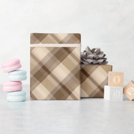 Warm Taupe Bruine Houten Kabinet Geruite Patroon Cadeaupapier