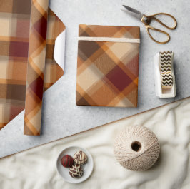 Warm Taupe Bruine Houten Plaid Patroon Cadeaupapier