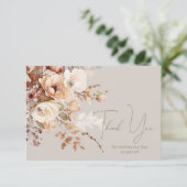 Warm Taupe Floral bedankje Kaart (Staand voorkant)