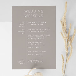 Warm Taupe Grijs Weekend Schema | Trouw Welkom Kaart