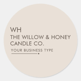 Warm Taupe Minimalistisch Klein Zakelijk Merklogo Ronde Sticker