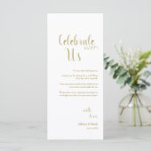 Warm Taupe Vier Met Ons Tafelkaartjes Programmakaart (Staand voorkant)