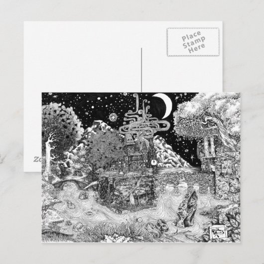 Warm tegen de nacht briefkaart (Voorkant / Achterkant)