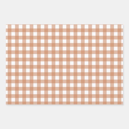 Warm Terracotta and White Checkered Gingham Inpakpapier Vel (Voorkant 3)