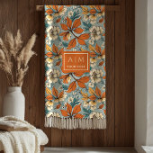 Warm Terracotta Copper Pastel Green Fall Flowers  Fleece Deken