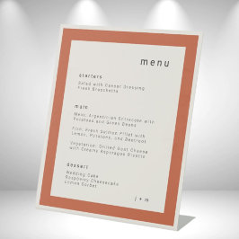 Warm terracotta klei trouwmenu voetstuk bord reclamebord met voetstuk