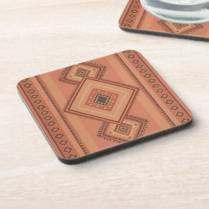Warm Terracotta Marokkaans Tribal Oppervlaktepatro Bier Onderzetter